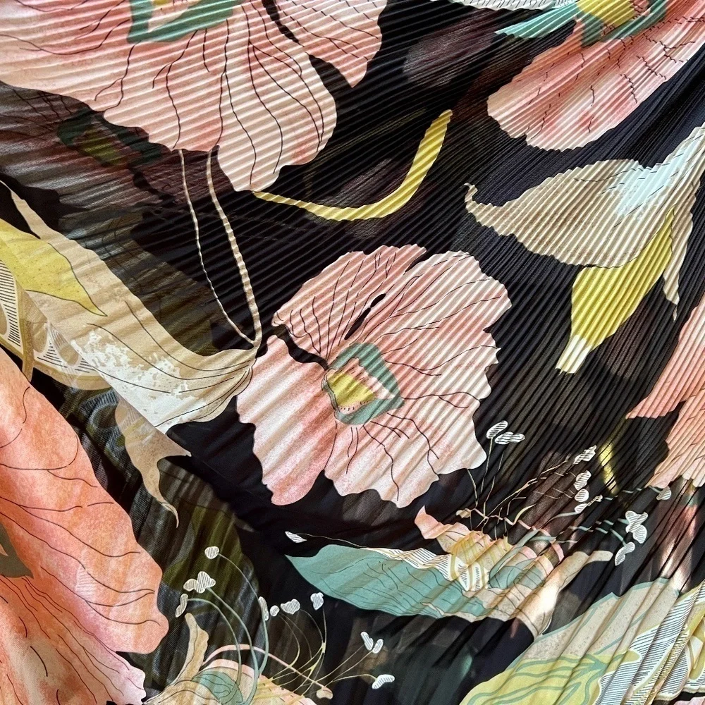 Beulah Style Black Floral Off Shoulder Full Length Maxi Dress Size M/L - Picture 8 of 12